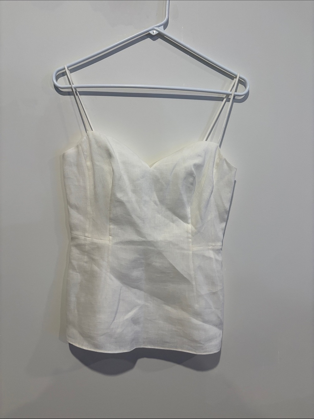 Theory White Spaghetti Strap Sweetheart Linen Top